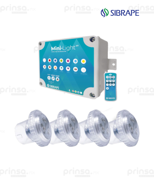 Kit de 4 Reflector Mini Light 6w Cable 5mts con control de efectos LED (7096627626018)